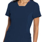 Med Couture Amp Women's 3-Pocket STRETCH Raglan Sleeve Square Neck Scrub Top