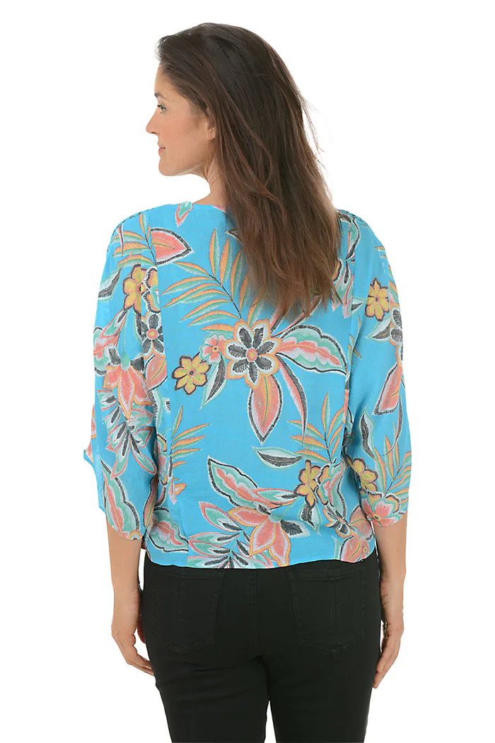 Tropical Diamond Crochet Blouse Vivid Blue / Multi - Zac & Rachel - Image 3